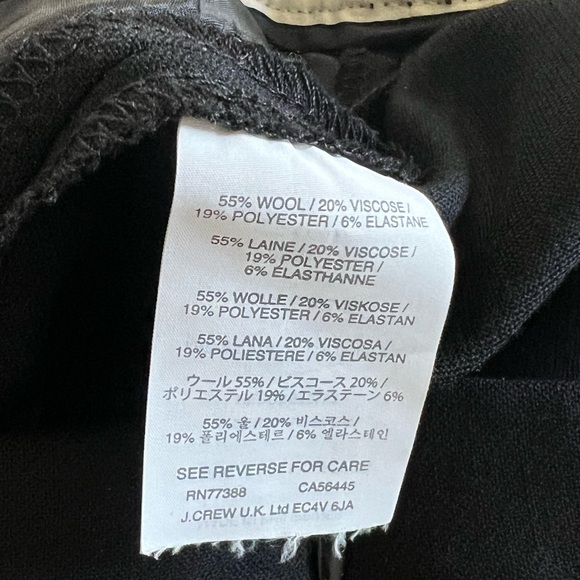 J. Crew Martie black wool blend dress pants. Size 14  Tall. Like new condition. - Picture 2 of 3